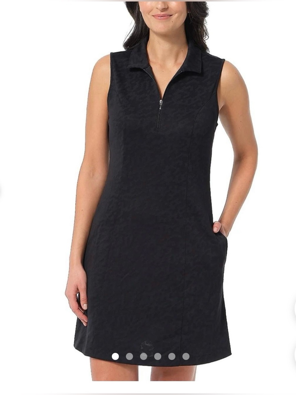 Greg Norman Sleeveless Black Polo Zip-Front Dress